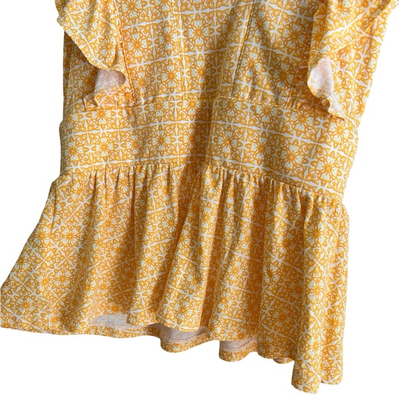 Lands' End Orange Yellow Lightweight Jersey Ruffle Peplum Top Sz XS - Picture 7 of 10